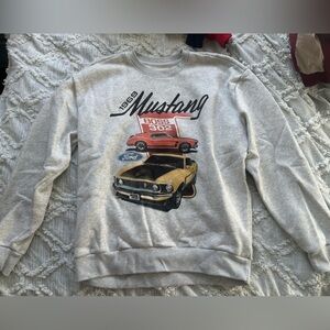 Hollister Gray Mustang Graphic Crewneck Sweater